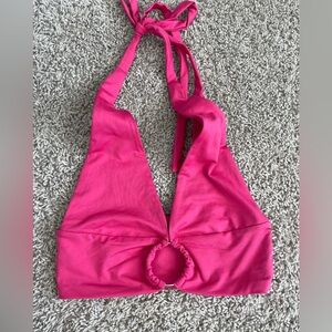 SHEIN Hot pink halter keyhole crop